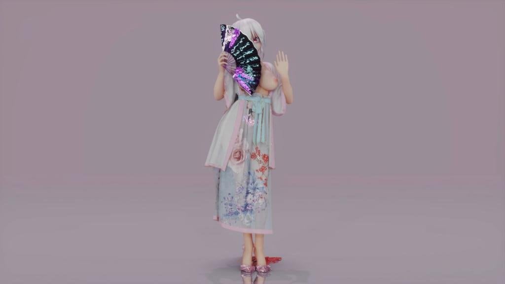 MMD50 汉服巨乳弱音少女被狂干 明月下骚穴湿透内射灌满
