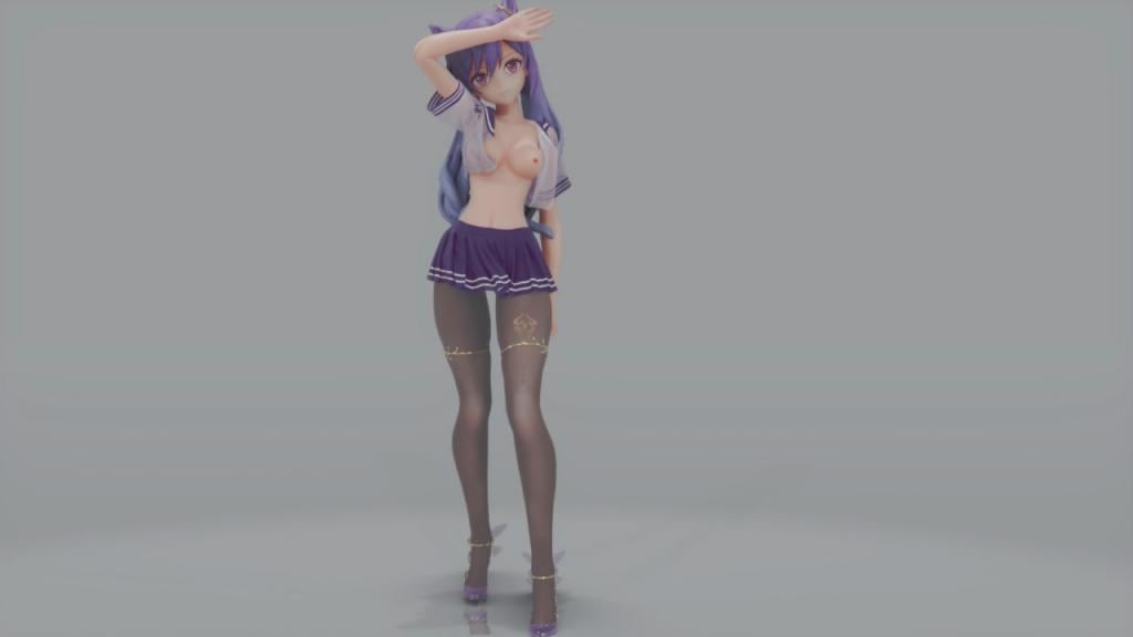 [MMD] 刻晴JK制服爆操！布料撕裂内射骚穴